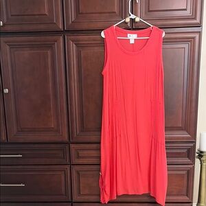 Bright Coral Sleeveless Swing Dress